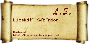 Licskó Sándor névjegykártya